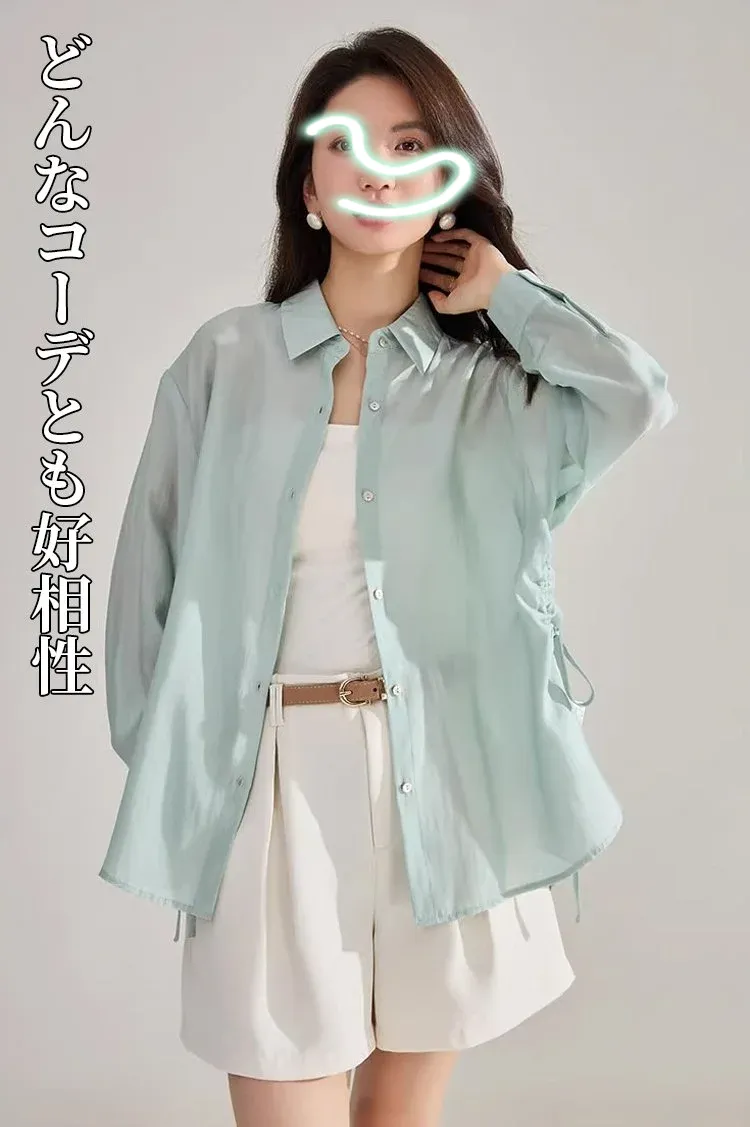 通気性抜群のシフォン素材シャツ詳細