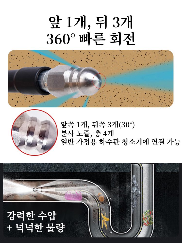 【한방에 말끔】 ‘물 쥐’ 노즐 고압관 세척·뚫기 세트