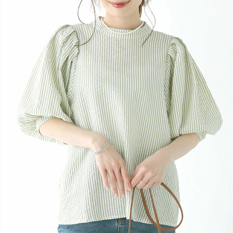 프렌치 칼라 퍼프 반소매