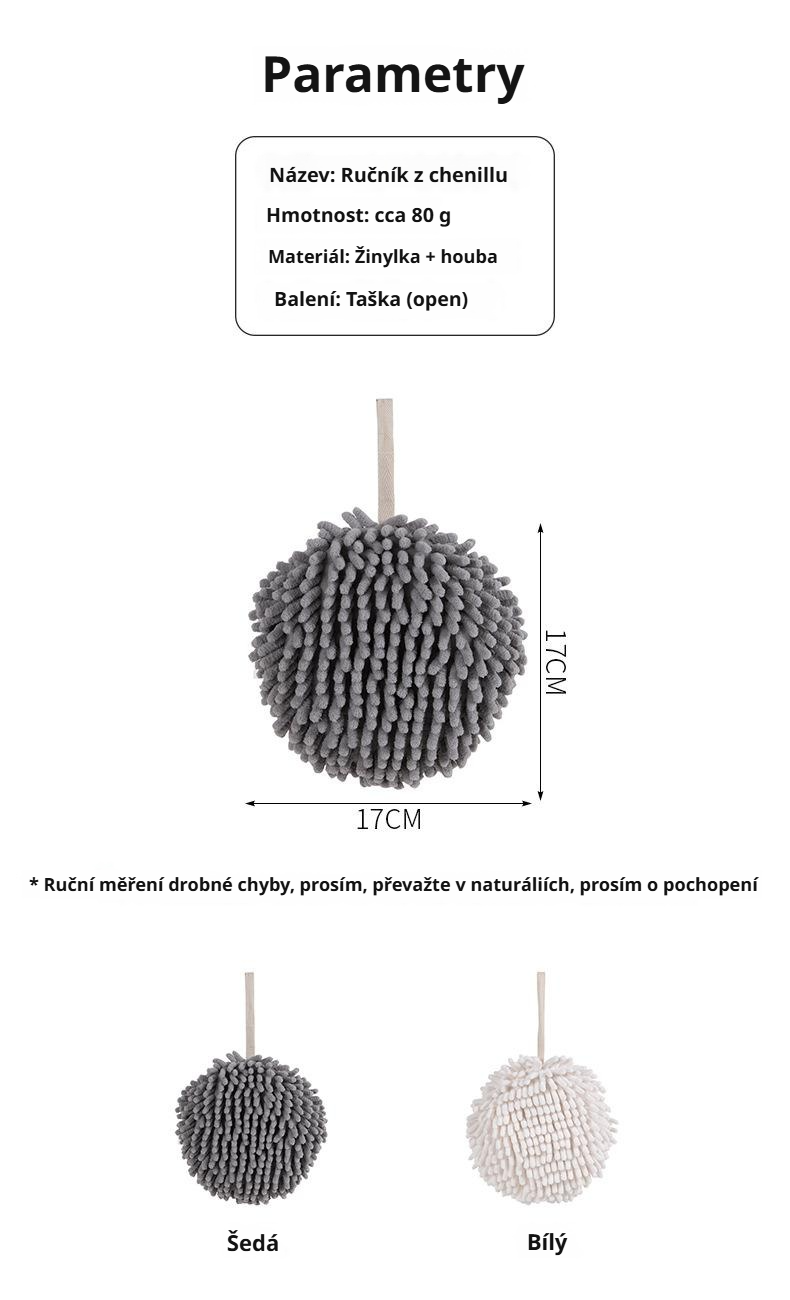 Silně savý chenille míček na ruce pro každodenní použití