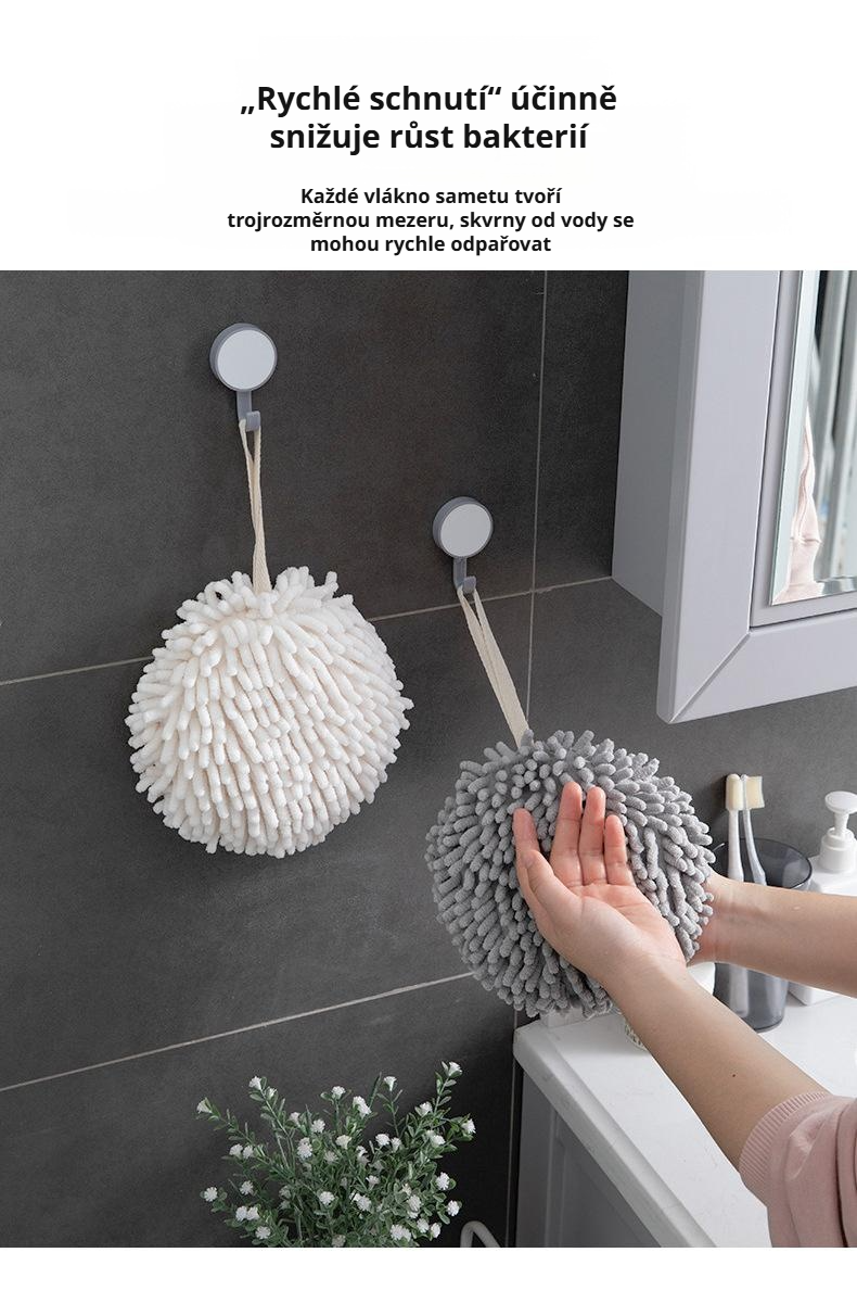 Rychleschnoucí závěsný ručníkový míček v moderním designu