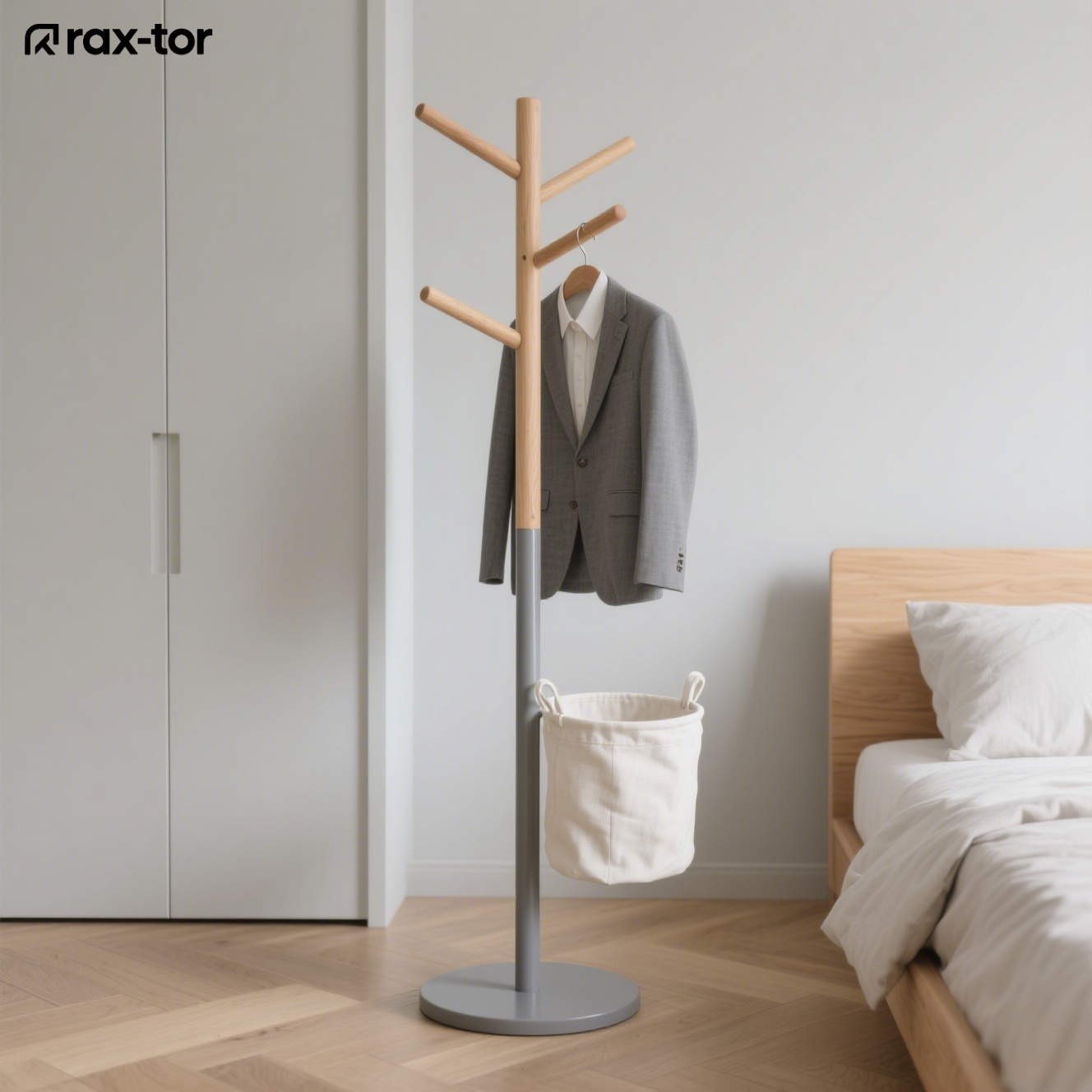 Perchero de madera maciza con soporte fuerte