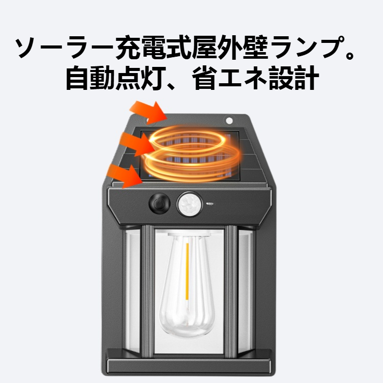 屋外太陽光誘導壁ランプ