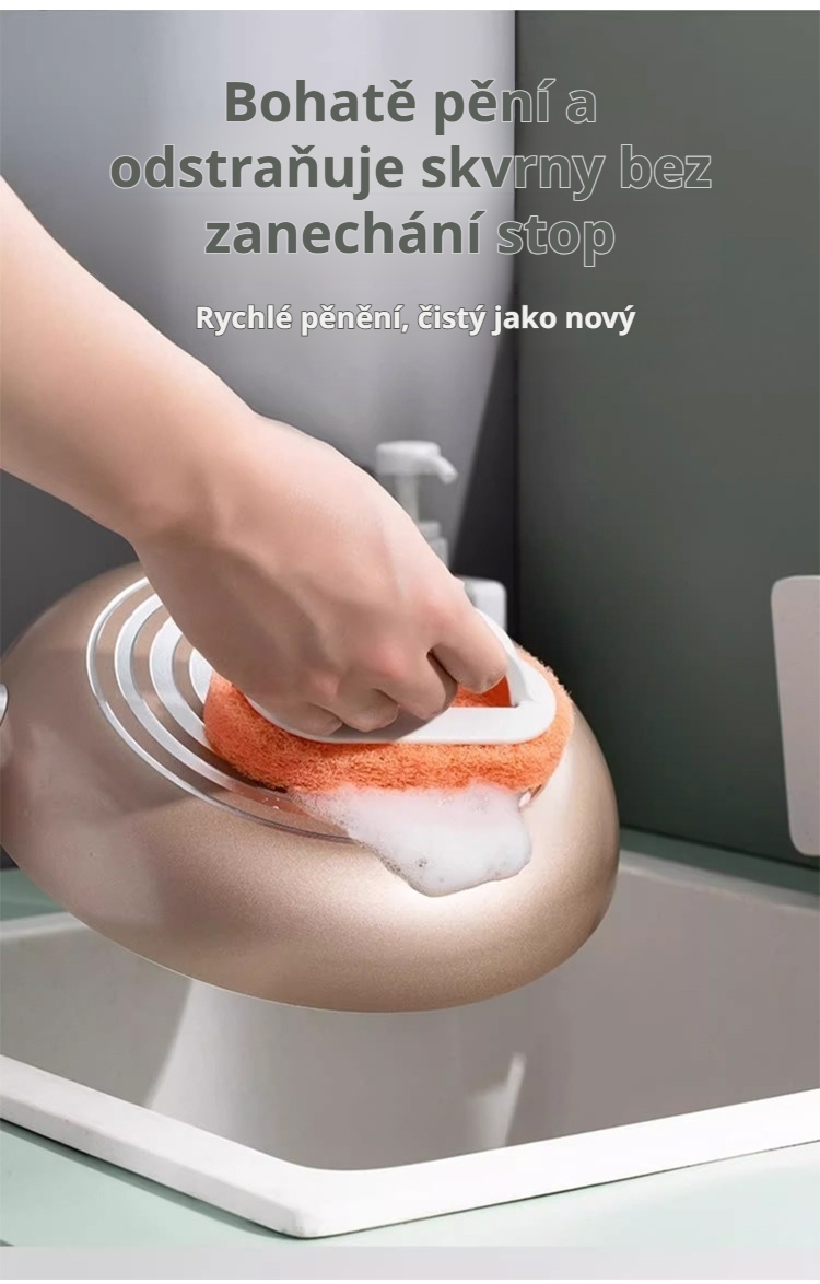 Praktický houbičkový kartáč do domácnosti