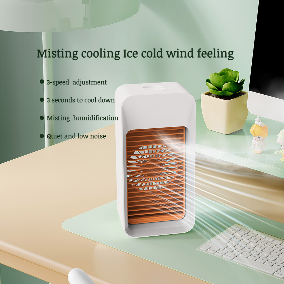 Home desktop air conditioning fan Cooler desktop mini mobile fan humidification spray cold fan