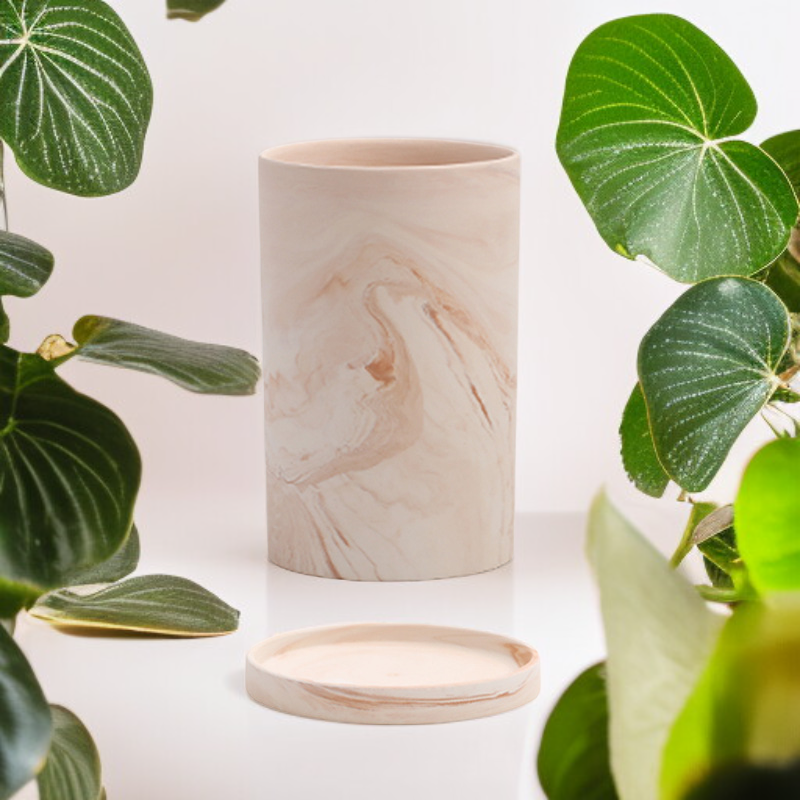 천연 마키아토 패턴 붉은색과 흰색 도자기 화분 무광택 점토 거친 도자기 통기성 녹색 난초 다육질 화분 트레이 포함