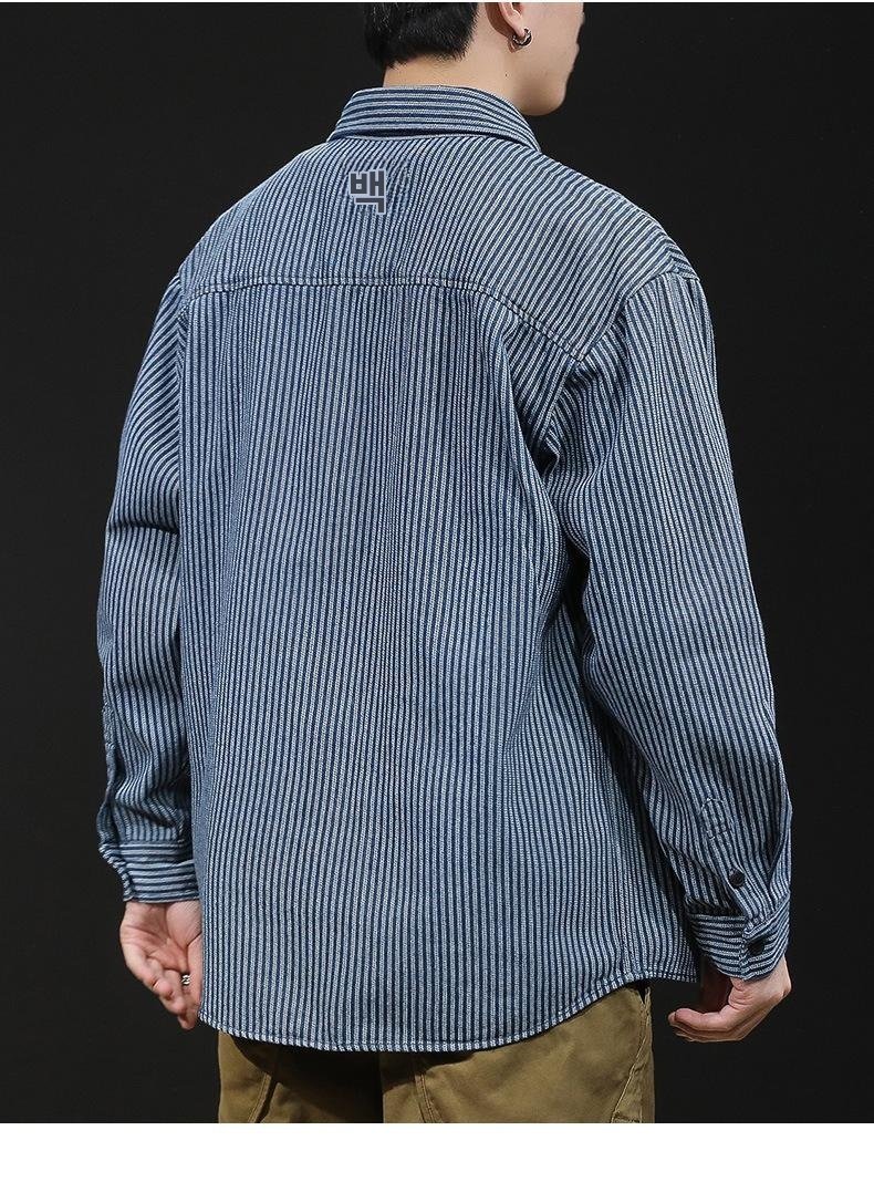 남자 데님 셔츠 버튼 디테일