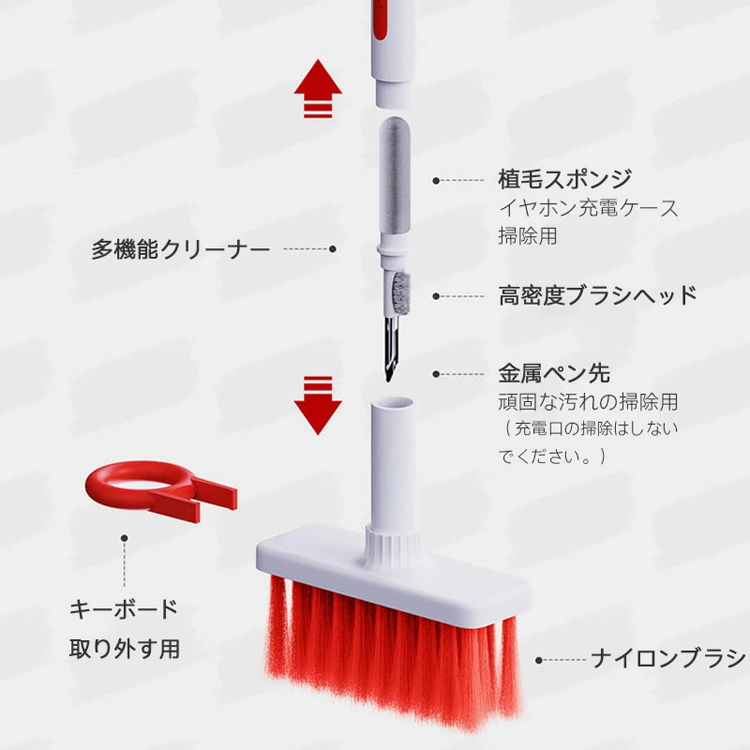 【多機能クリーニングキット】キーボード ブラシ クリーナー5-in-1 多機能 植毛スポンジ