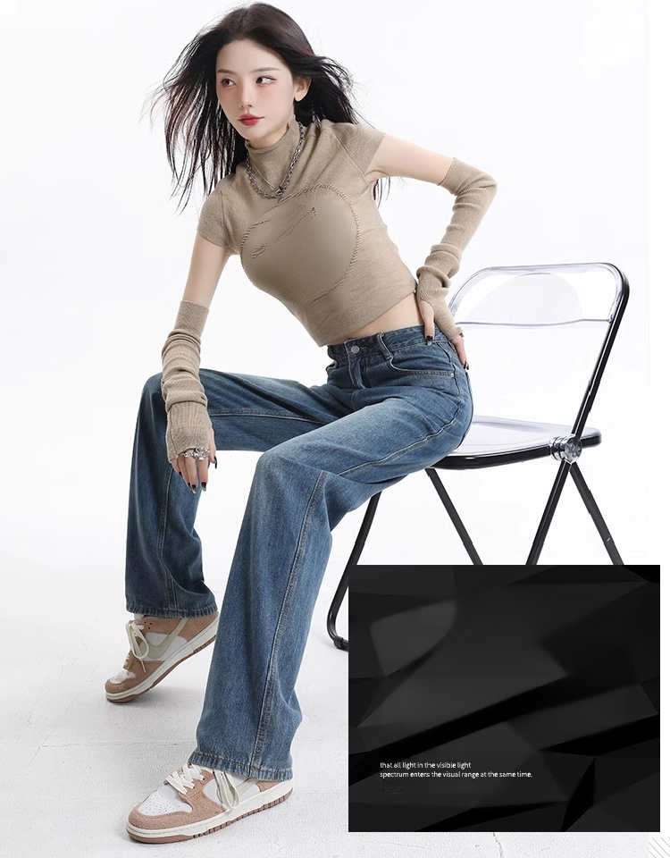 날씬해 보임 하이웨이스트 루즈 스트레이트 청바지