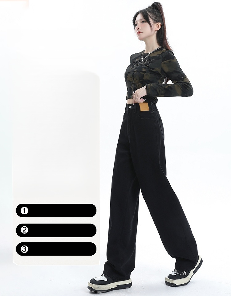 날씬해 보임 하이웨이스트 루즈 스트레이트 청바지