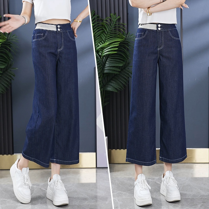 ハイウエスト八分丈ワイドジーンズ