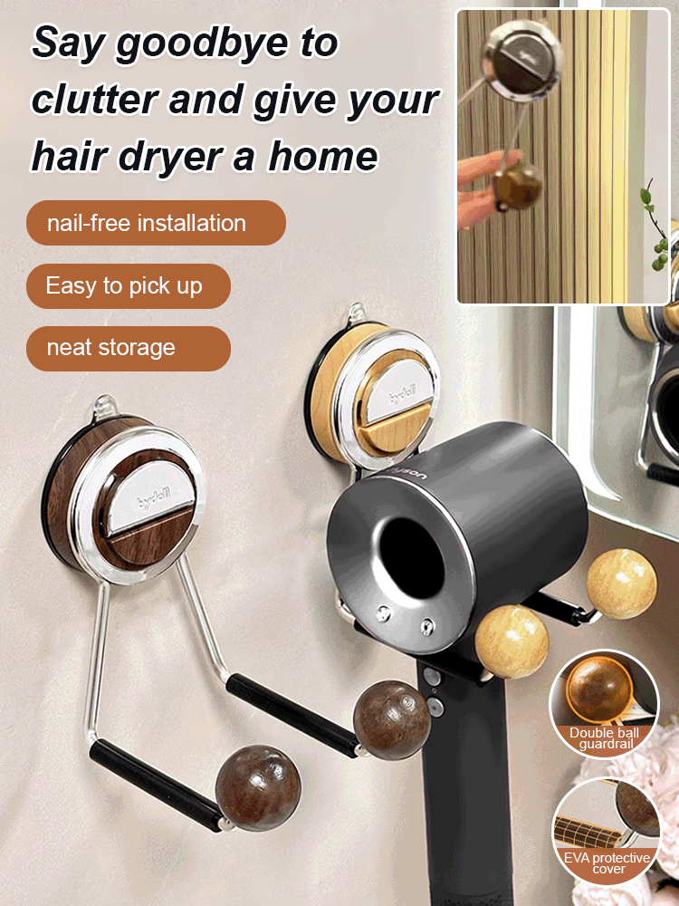 Hair dryer rack punch-free bathroom storage suction cup rack