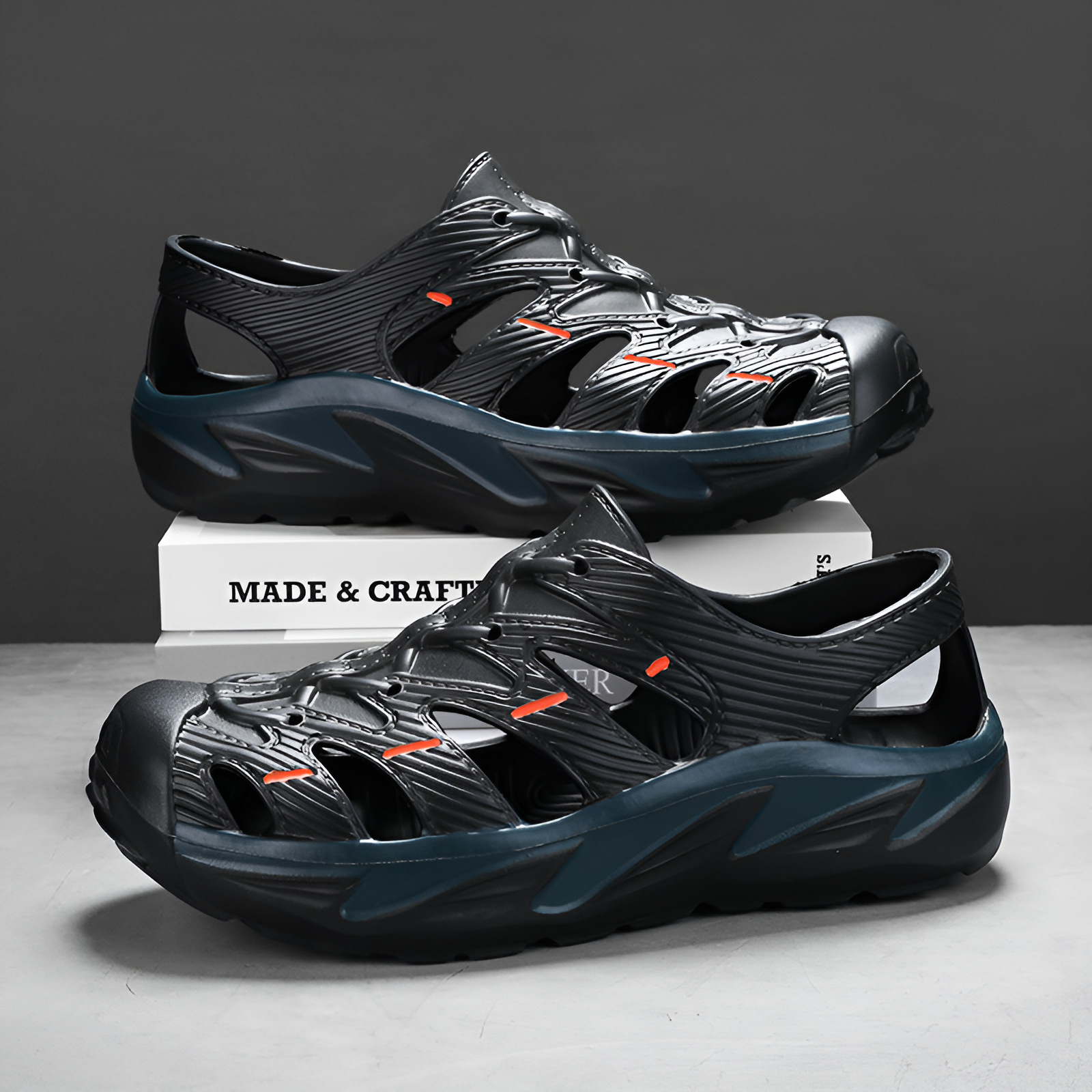 メンズ夏用アウトドアサンダル、流行の包頭スポーツサンダル、ビーチサンダル、ホールシューズ、滑り止め防水サンダル、軽くて歩きやすいシットアンドクリークシューズ