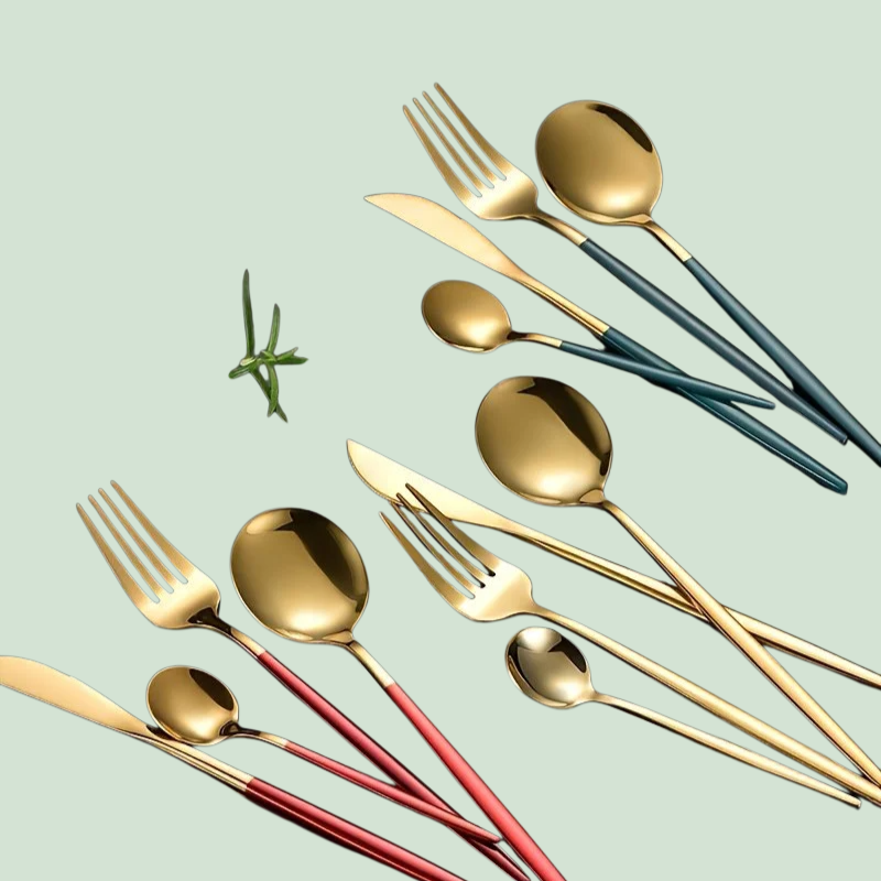 ステンレス製西欧食器ナイフフォークスプーン24点セット