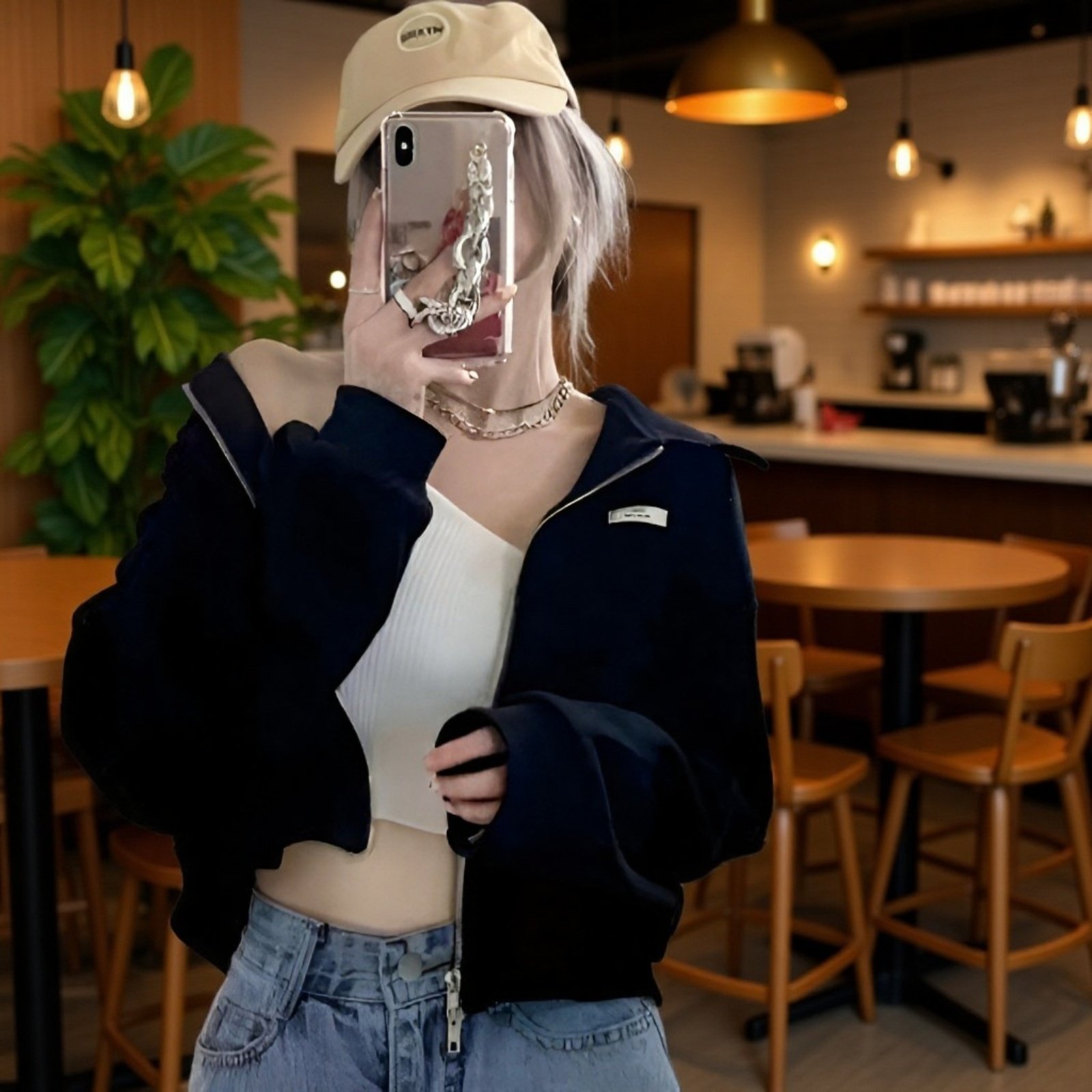 スポーツワッフルジャケット ショート丈 カーディガン 万能トップス