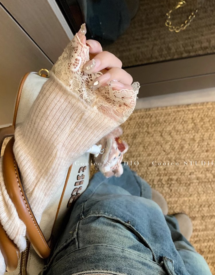 レースコンビ長袖ニット