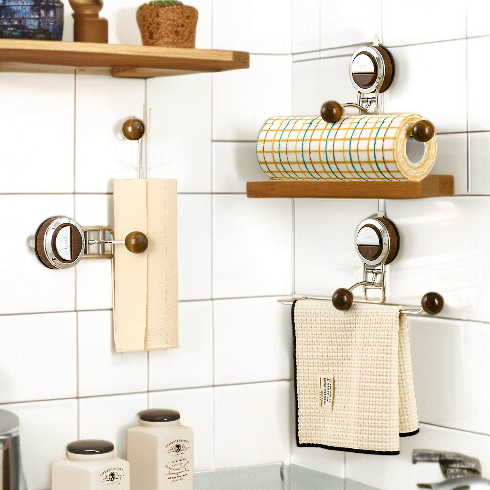 Soporte de papel con ventosa fácil de instalar