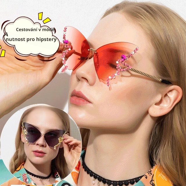  Diamantový motýlí bezrámové sluneční brýle na zeštíhlení obličeje
