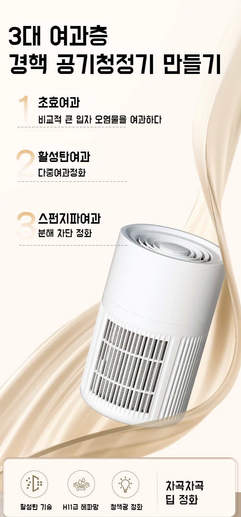 고효율 필터 장착 미니 공기청정기