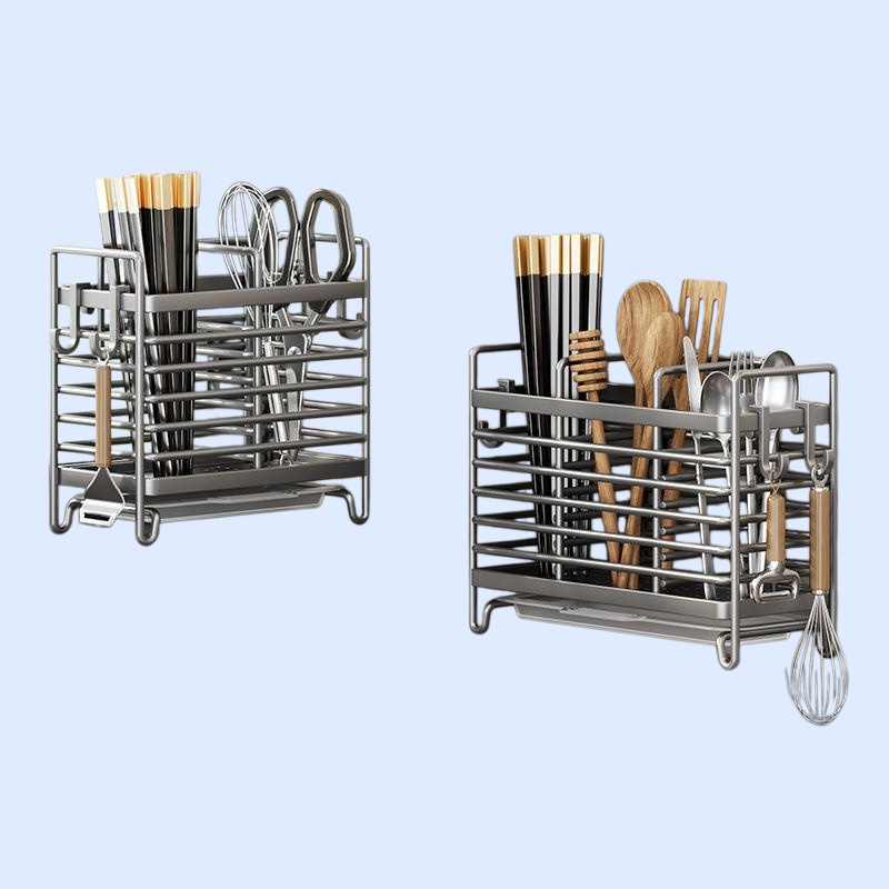 주방용 국자 수저 젓가락 거치대 물빠짐 정리대