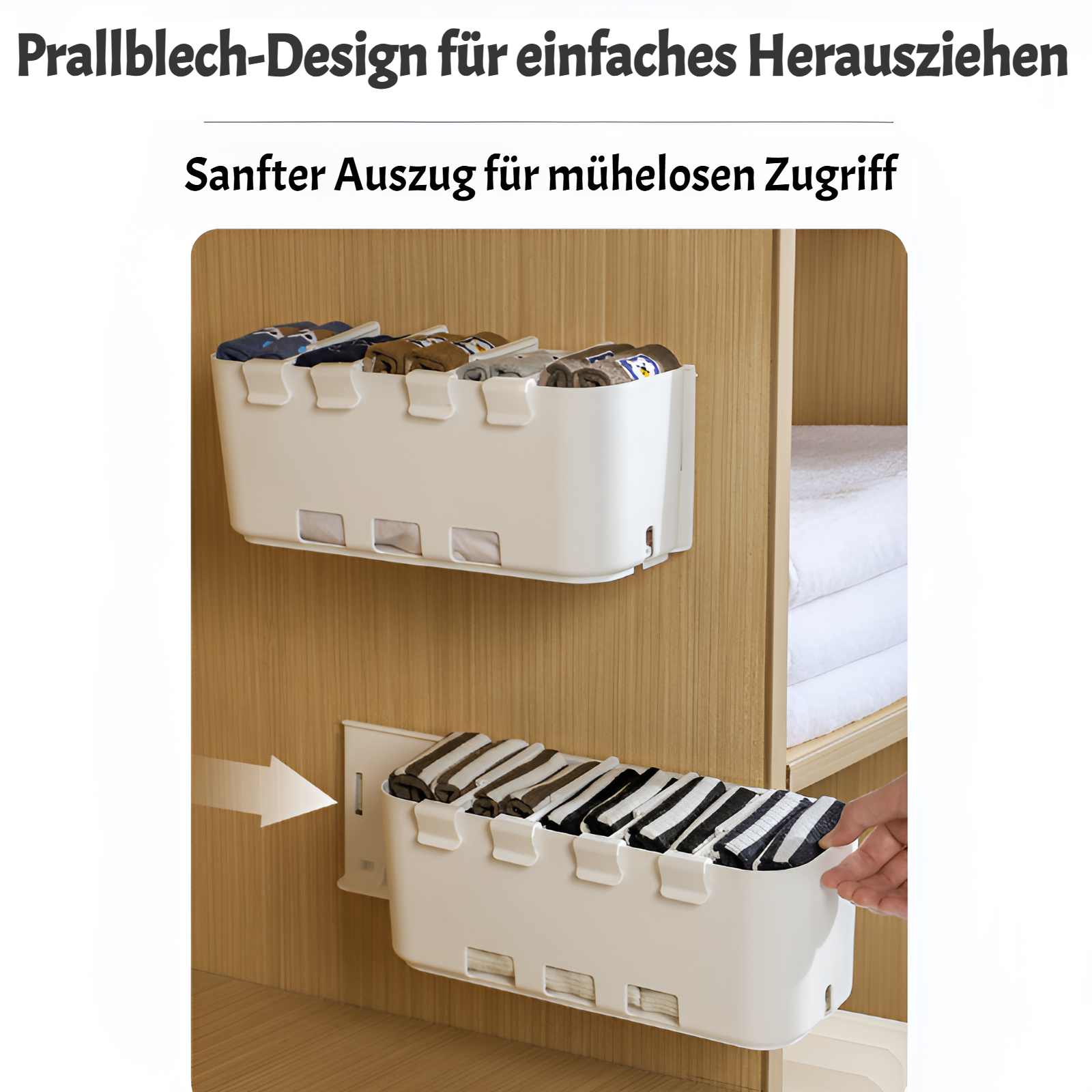 Schubladen-Ausziehschrankgestell mit eingebautem Trennwand-Aufbewahrungskorb, ausziehbarer Schrankse