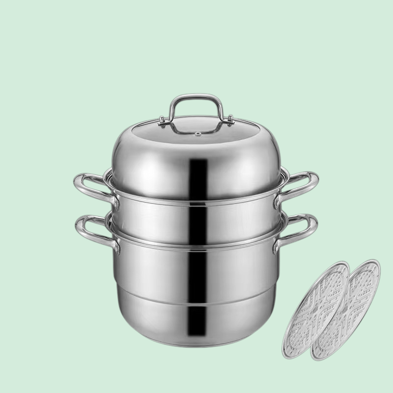 ステンレス製蒸し器 二層式 三層式蒸し器 多層式 304 食品グレード 家庭用電磁調理器用鍋
