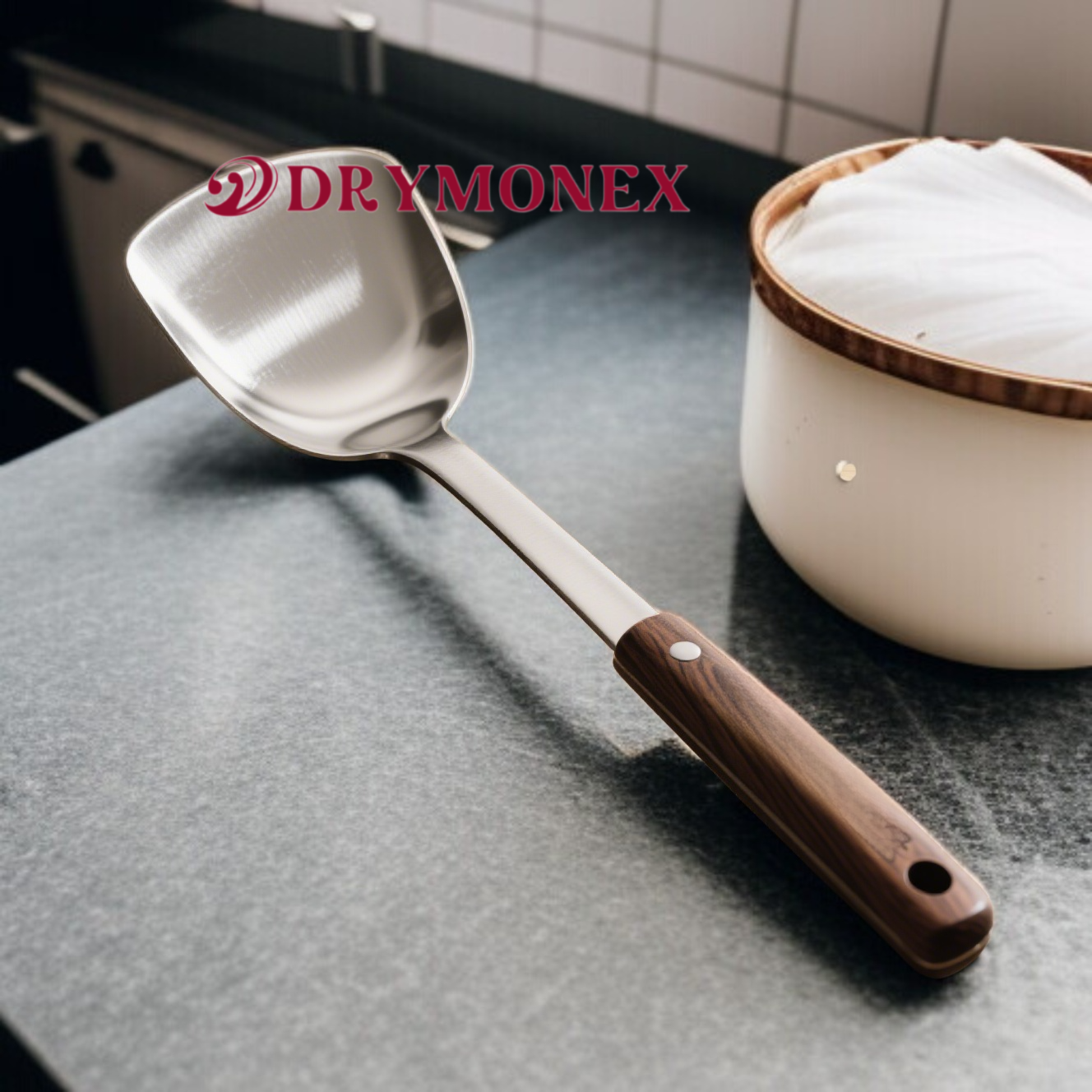 304ステンレススチール製スパチュラ、家庭用ローズウッド製、滑り止め、耐高温、キッチン調理用スパチュラ