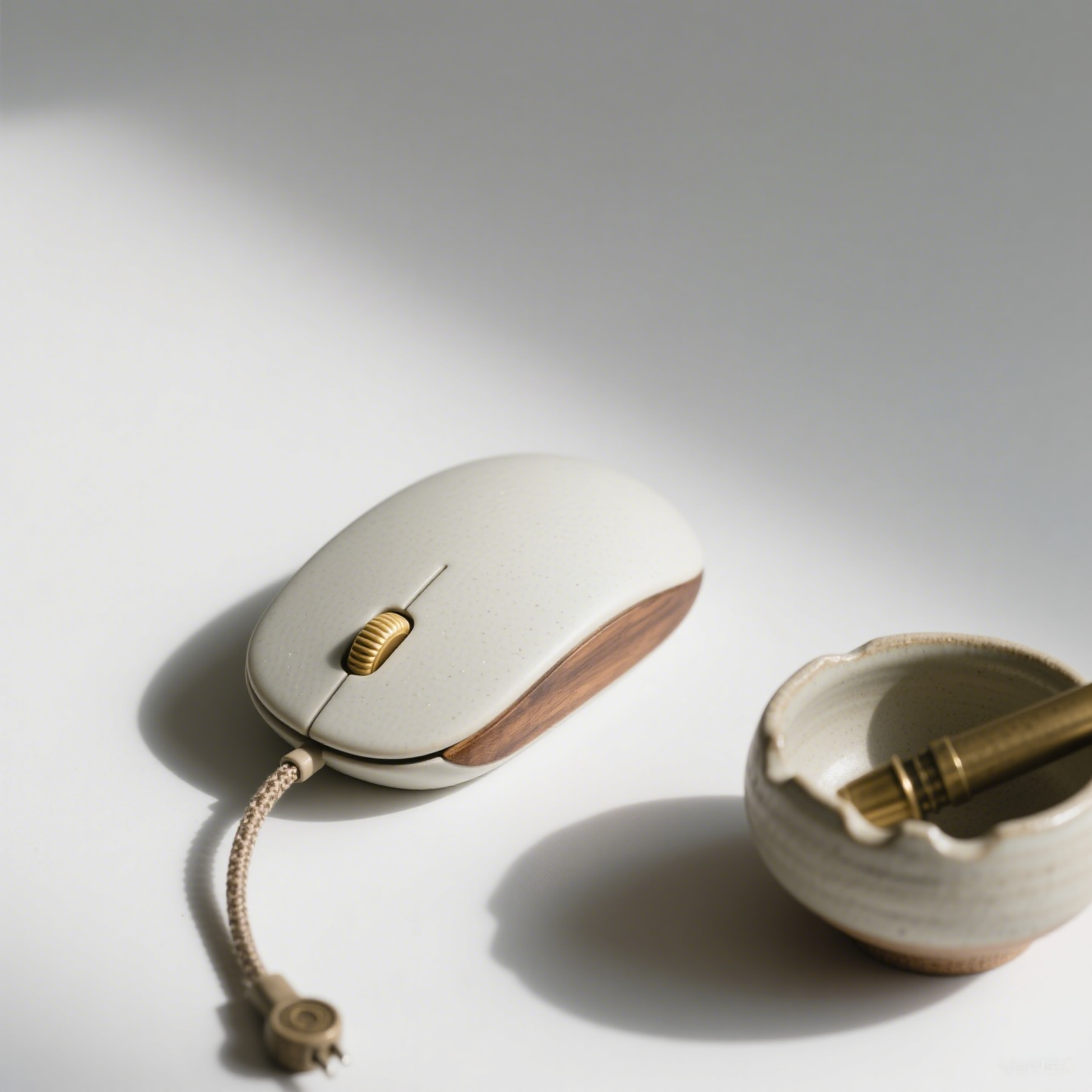 Retro kabelová myš vedle klávesnice