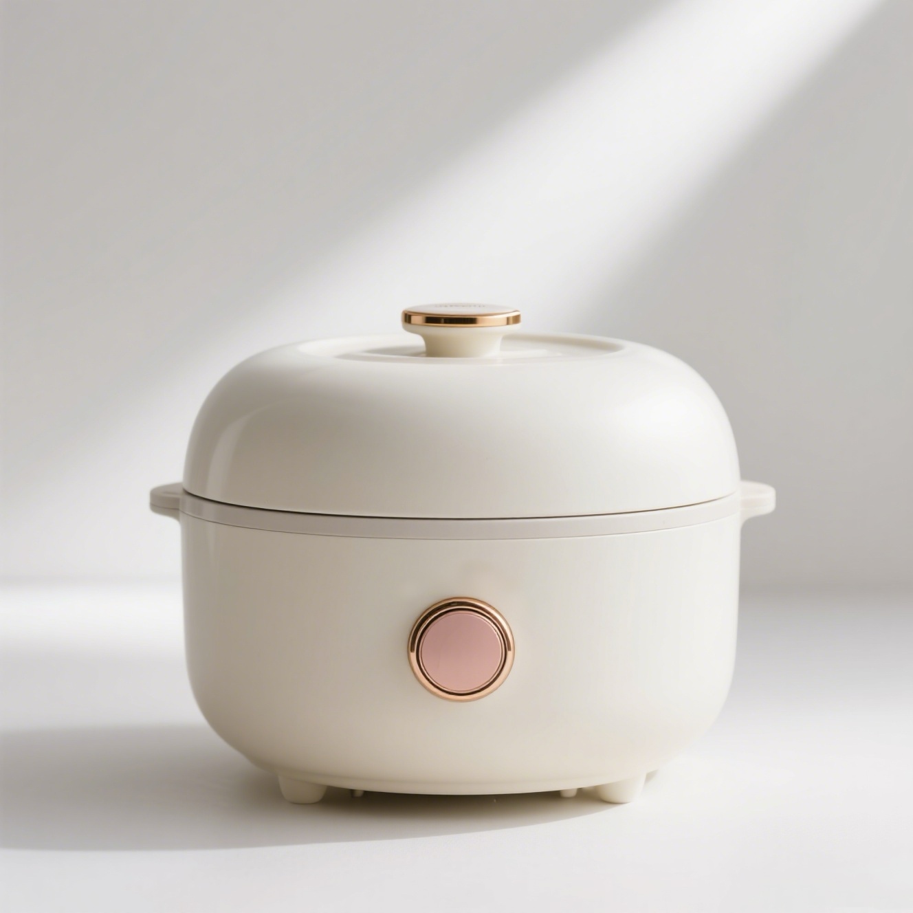 Mléčně bílý malý elektrický hrnec na vaření rýže