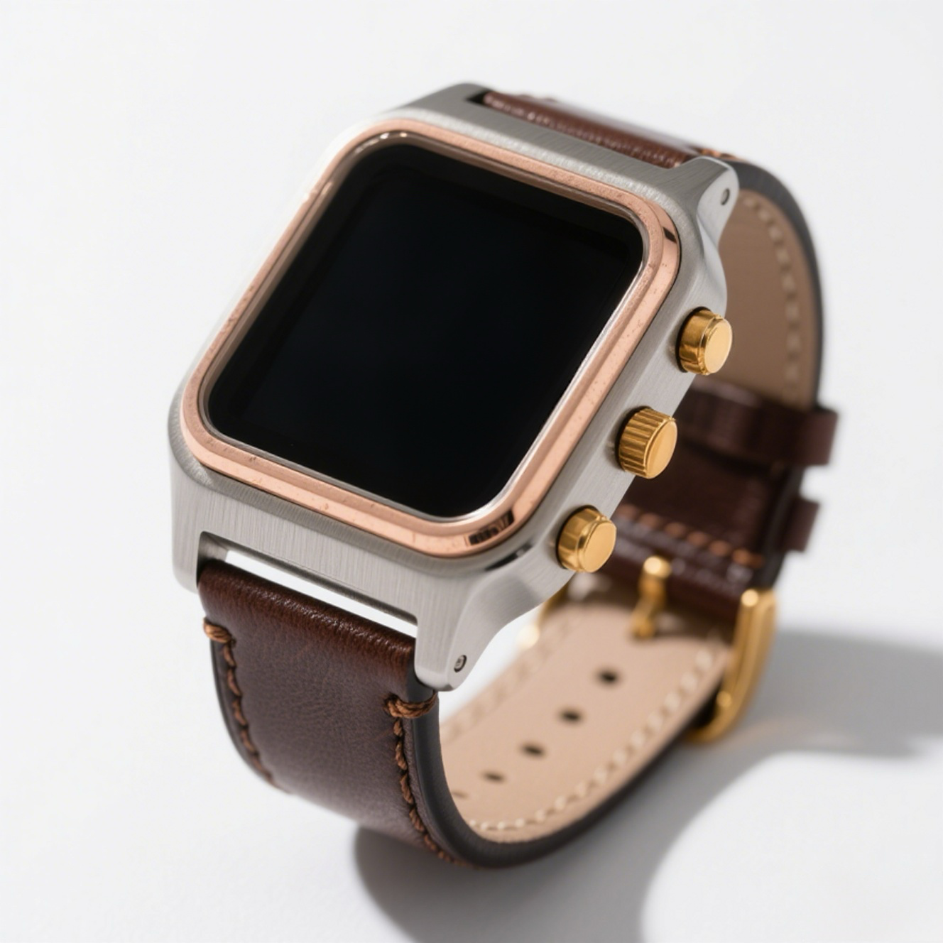 Elektronické chytré hodinky v retro hnědém stylu