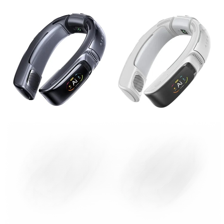 JS geräuschloser USB-Nackenventilator mit digitaler Anzeige für bequeme Nutzung