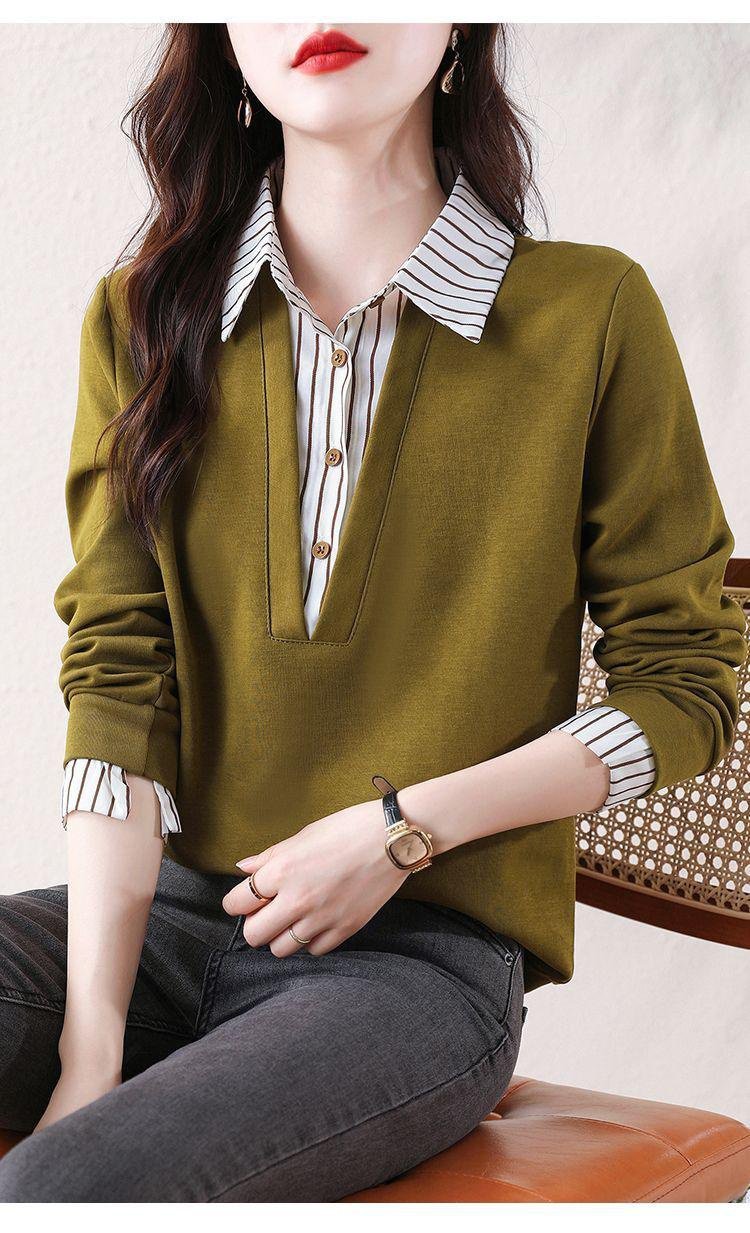 레이어드 효과의 가짜 투피스 셔츠 맨투맨