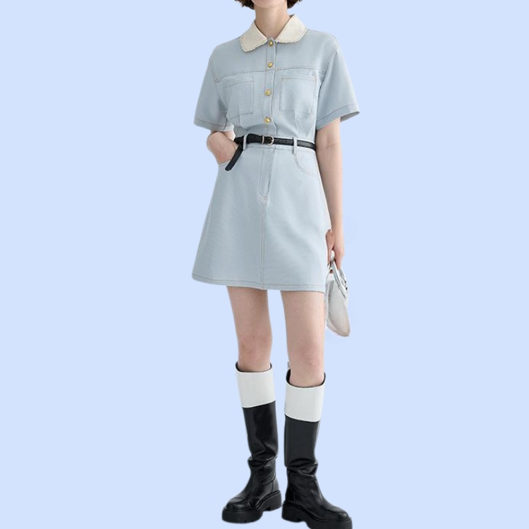 여름 고급감으로 날씬해 보이는 데님 원피스