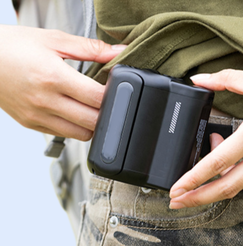 新しいF013屋外腰掛けファン、強力な風力ポータブルファンUSB充電ファン、建設現場ポータブル小型ファン、冷却エアコンファン