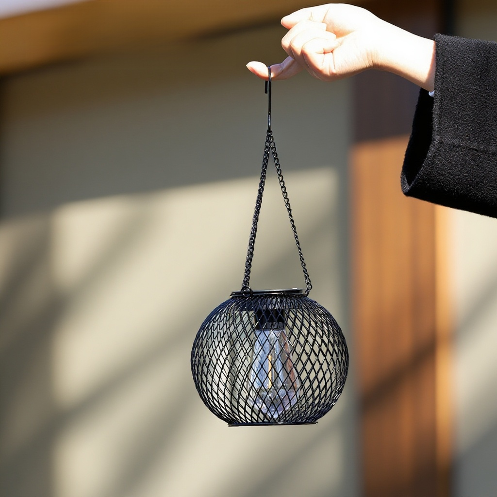 夜間に美しい影を演出する中空ランタン