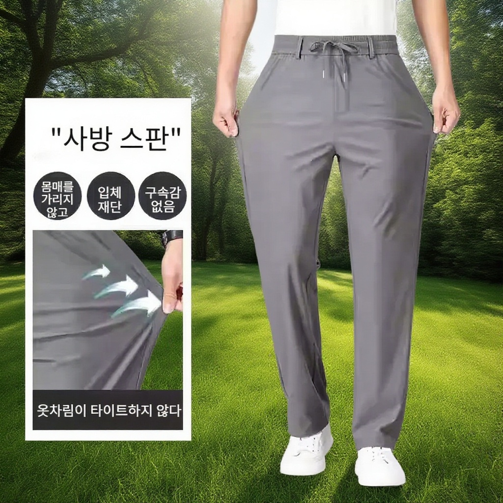 통기성 좋은 실키 팬츠 클로즈업