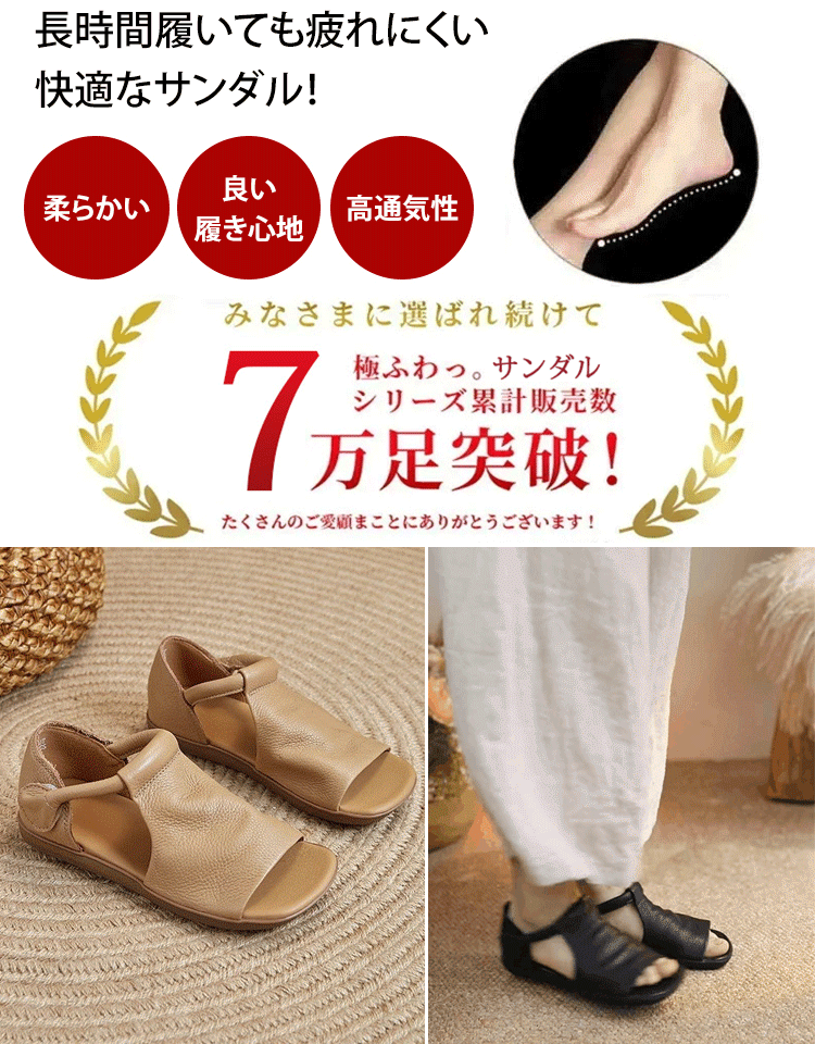 [日本整形外科学会も推薦] レトロ本革サンダル