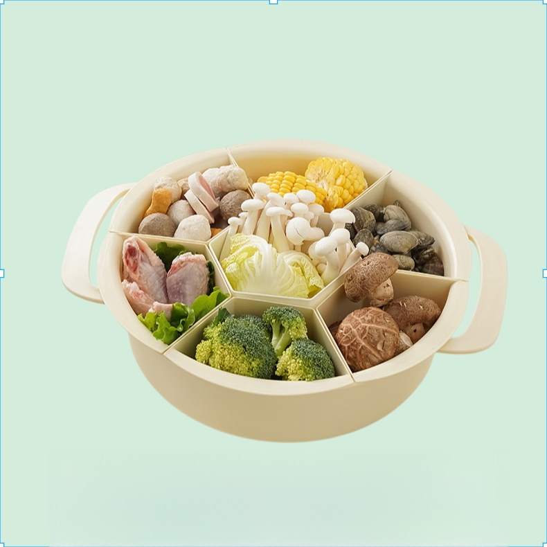 HQL-中国 蓋付き鍋排水バスケット 新鮮さを保つ キッチン 家庭用食器洗いトレイ 野菜準備トレイ 収納 回転式鍋バスケット