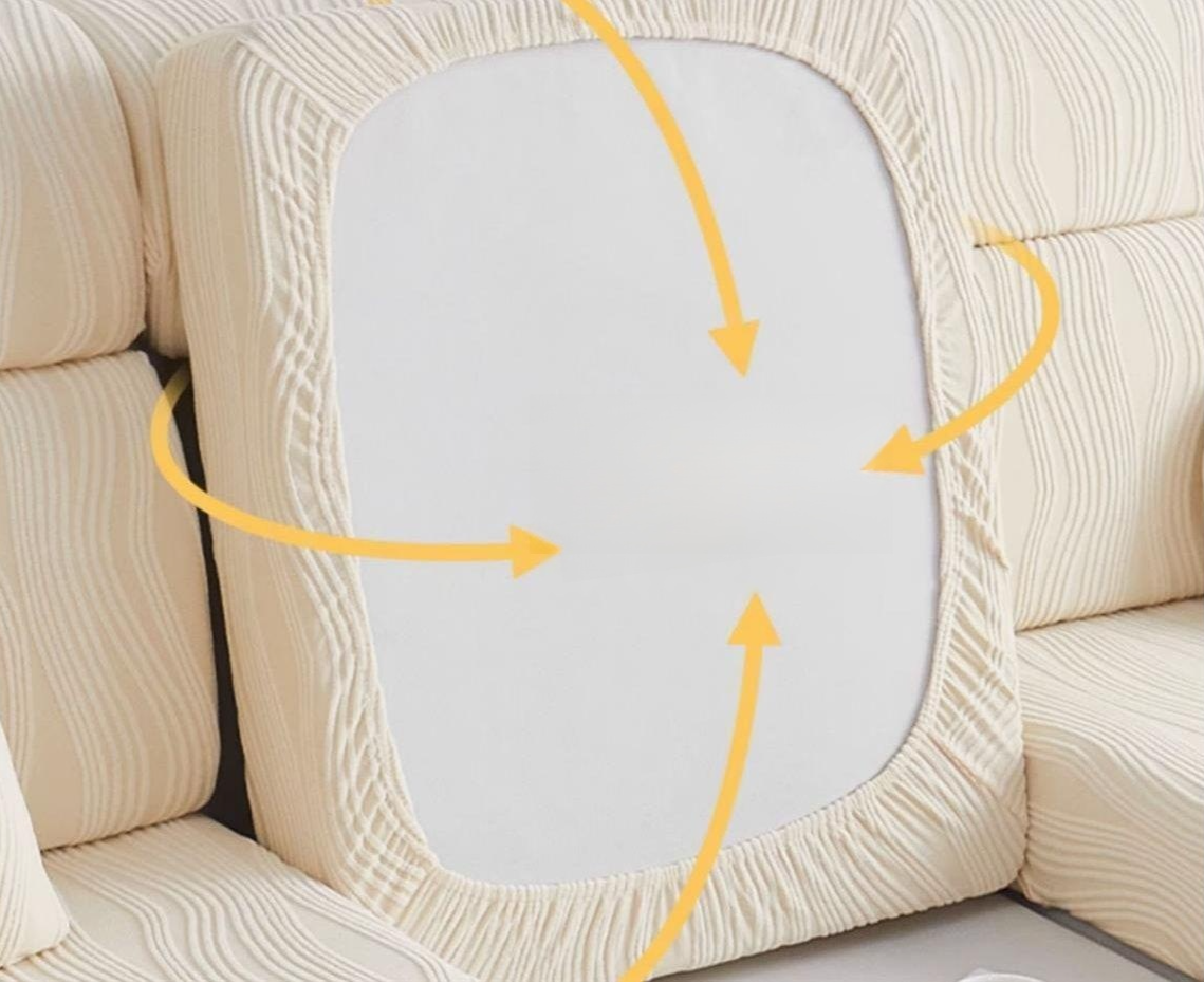 Washable solid color slipcover for sofa