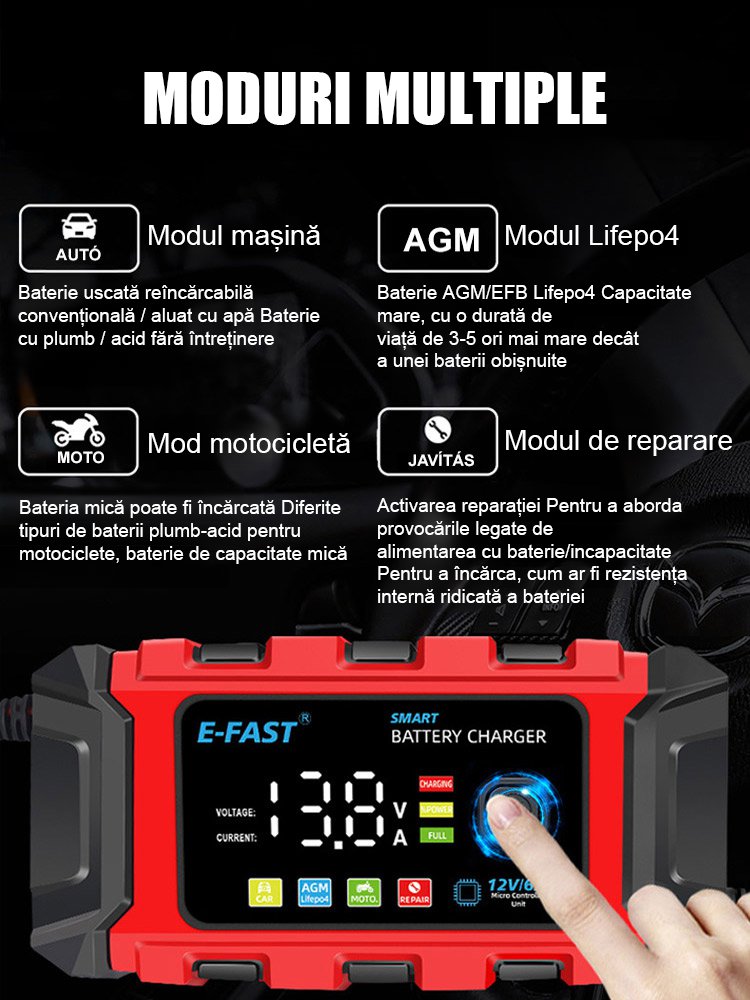 Încărcător rapid cu impulsuri pentru baterii auto