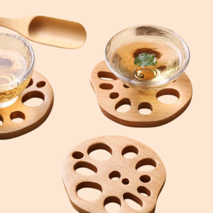 식당 물컵용 너도밤나무 커피 코스터