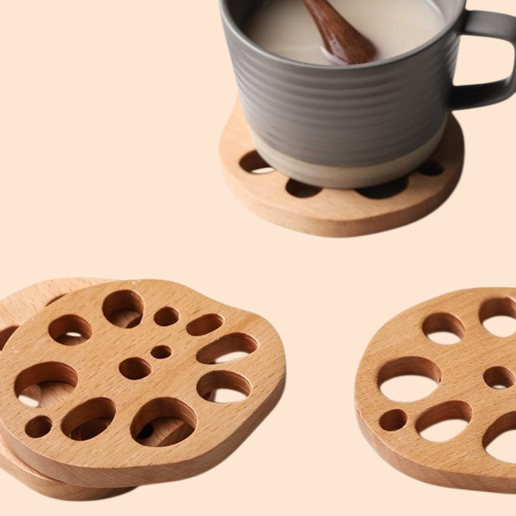 식당 물컵용 너도밤나무 커피 코스터