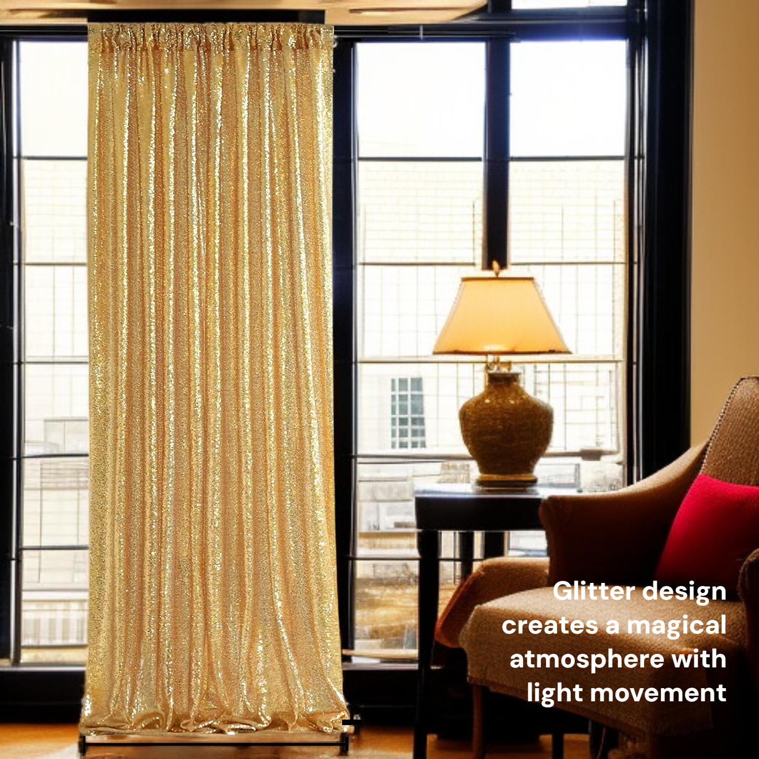 Gold sequin fantasy curtains