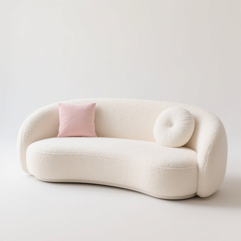 Krémová pohovka v moderním obývacím pokoji