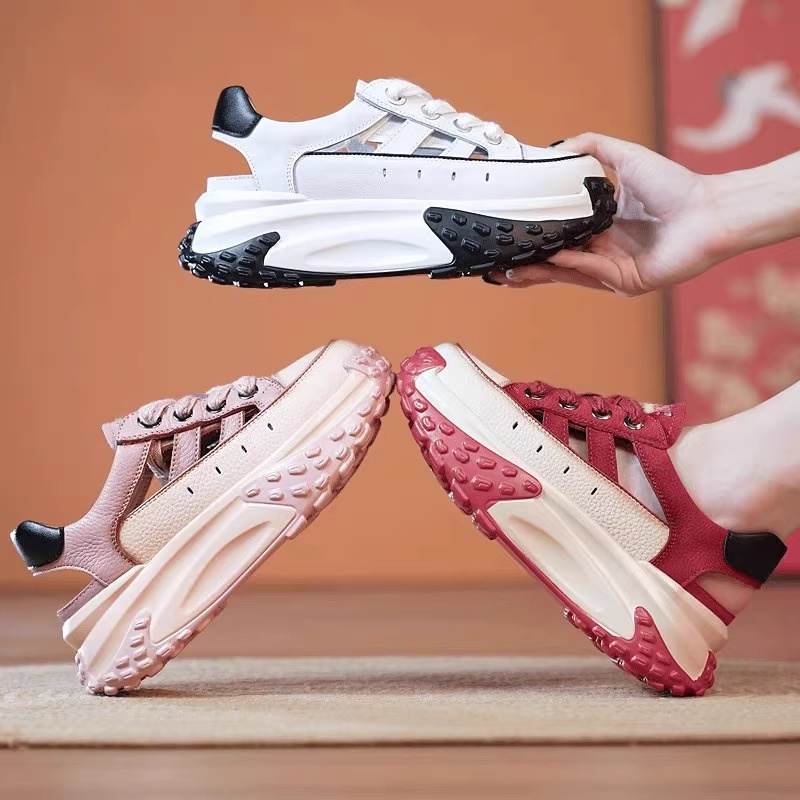 여성 스포츠 샌들 빈티지 가방 통굽 아빠 키높이 펀칭 샌들