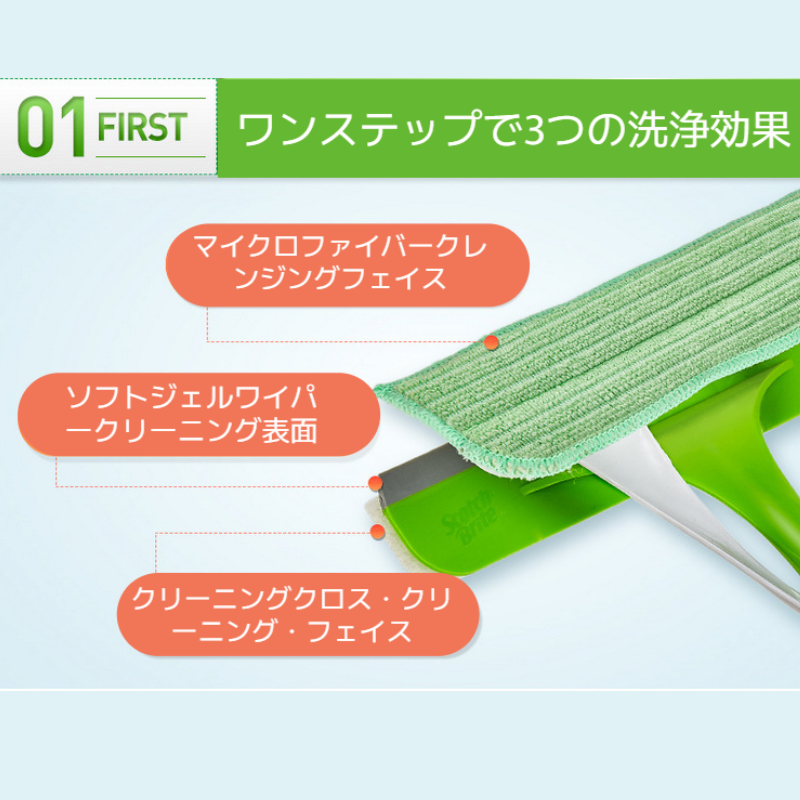 ガラスクリーナー トリプルアクションウィンドークリーナー 高輝度フルスクラブドア 窓ガラスクリーナー