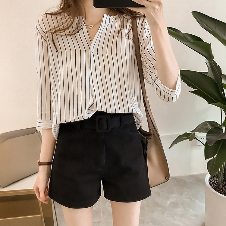 ストライプ柄  七分袖のシャツ トップス☆