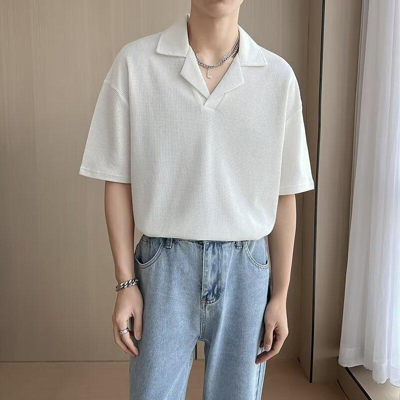 남자 여름 캐주얼 와플 반팔티셔츠 아이스 반팔티셔츠 남자 여름 와플 반팔티셔츠 아이스티셔츠