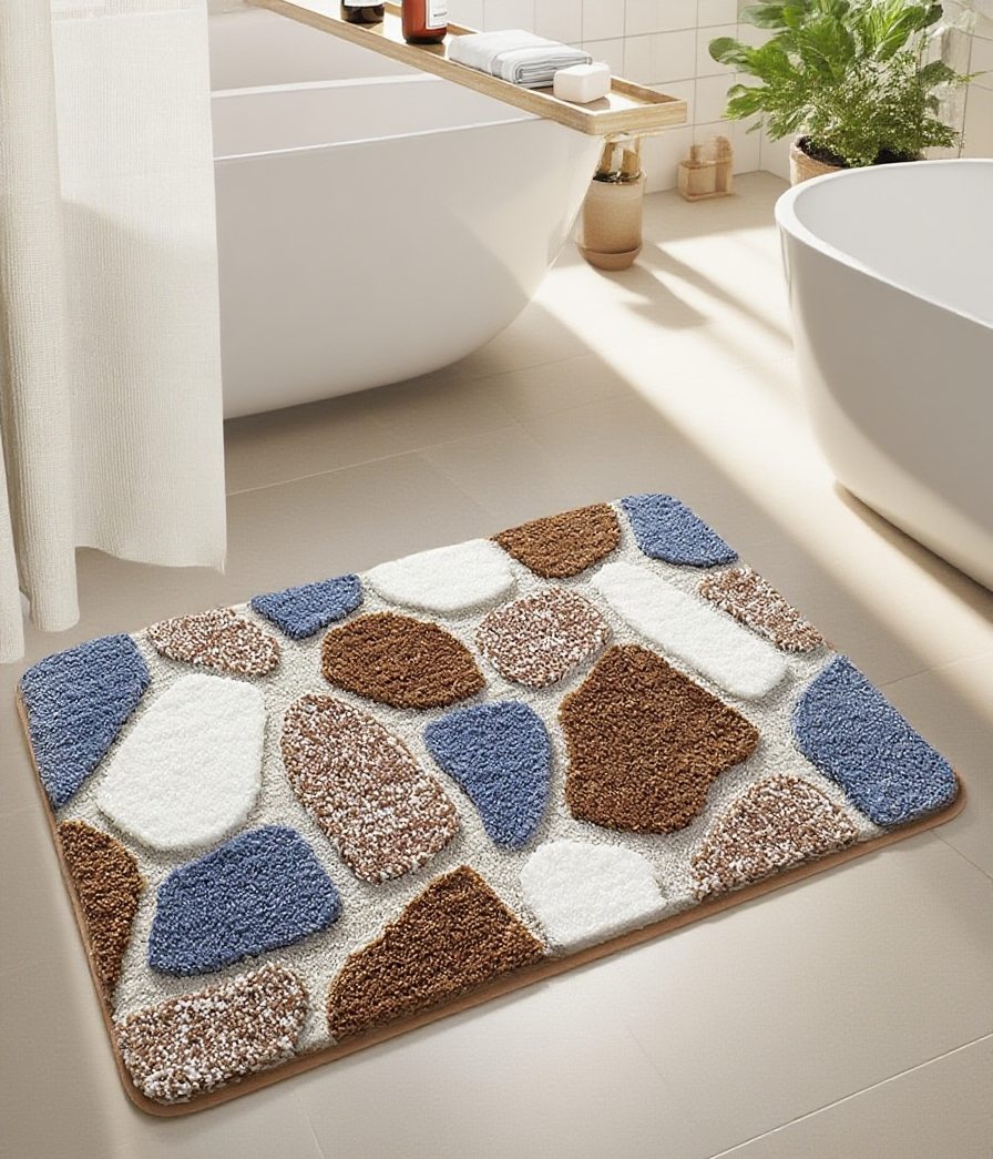 부드러운 촉감의 벨벳 욕실 매트