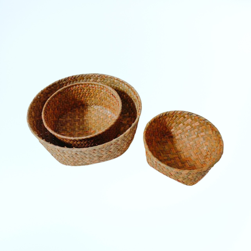 해초로 엮은 생활용품 수납 바구니